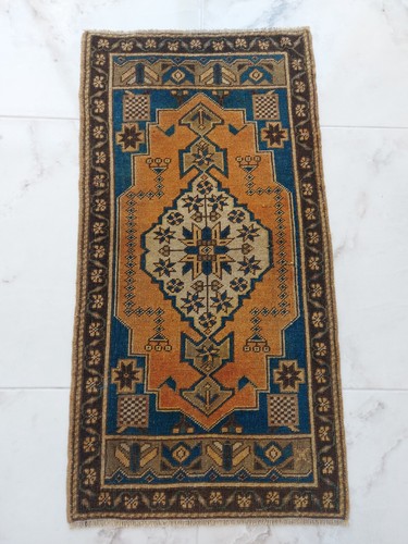 19th Century Blue Antique Carpet, Handmade Special Production Rug Free Ship Rug - Picture 22 of 23