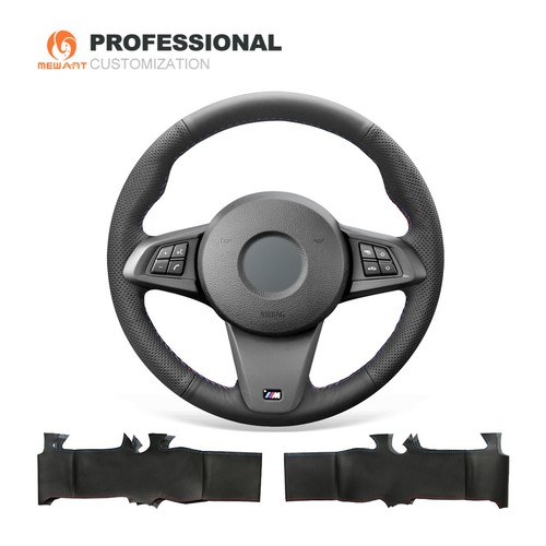 Black Genuine Leather Steering Wheel Cover Wrap for BMW Z4 E89 - Picture 1 of 8