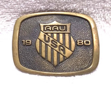 AAU Junior Olympic Games 1980 BTS Solid Brass Belt Buckle Great Vintage Shape
