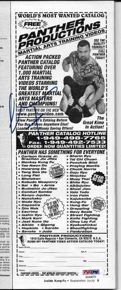 Kimo Leopoldo Signed Sept 2000 Inside Kung Fu Magazine PSA/DNA COA UFC 3 8 Pride - Image 2 of 4