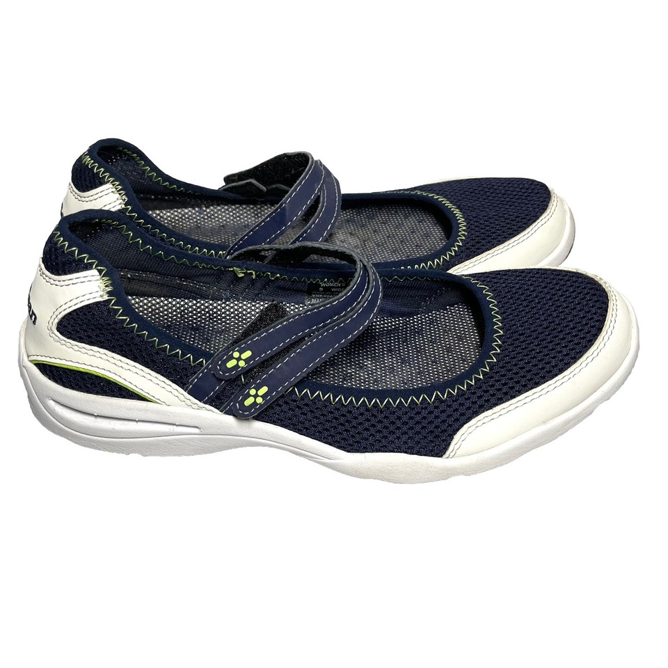 LL Bean Womens Size 9 Wide Mesh Water Shoes Blue Mary Jane Loafers Slip