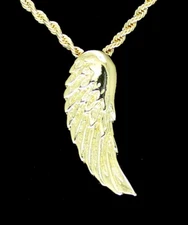 Angel Wing Piece Pendant 14k Gold Plated 24" Rope Chain Hip Hop Necklace
