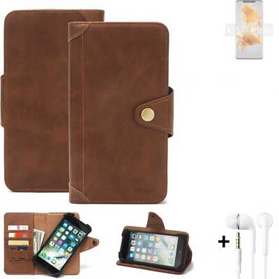 Wallet Case für Huawei Mate 50 Pro Schutzhülle + Kopfhörer Handy Tasche Braun