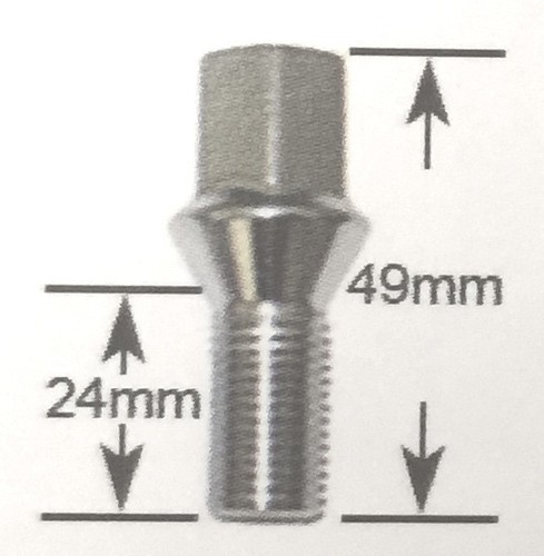 (20) 12x1.5 ACORN CHROME CONICAL CONE SEAT WHEEL LUG BOLTS 24MM BMW MERCEDES - Picture 2 of 2