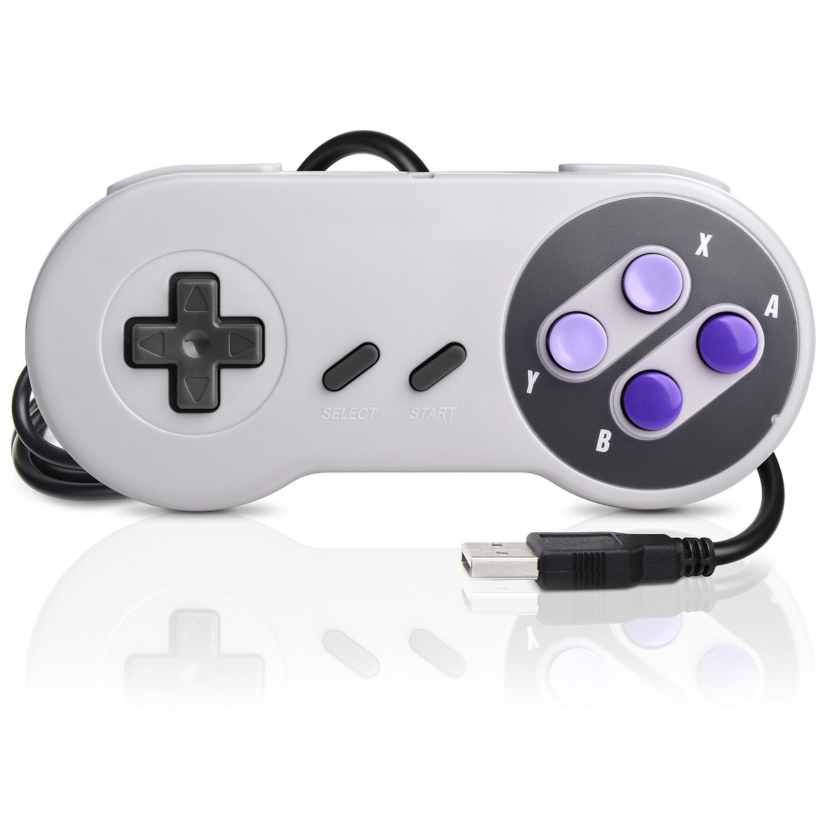 SNES Retro USB Wired Gamepad For PC, Mac, Raspberry Pi, Linux - Black, 5ft Cable