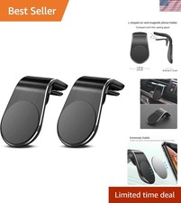 Universal Car Air Vent Phone Holder - 2Pcs Black Magnetic Clips for Safe Driving