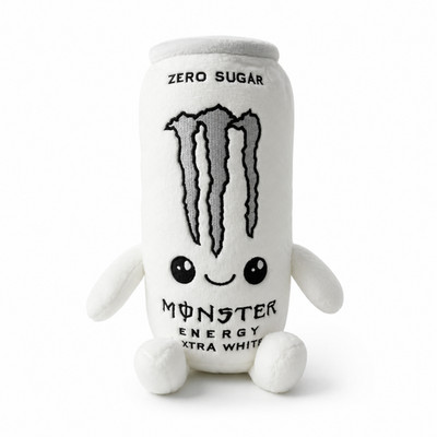 Monster Energy Drink Plüschtier Zero Sugar weißes weiche Puppe Geschenk 23 cm