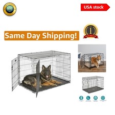 Durable Metal iCrate with Divider Panel Leak-Proof Tray for Extra-Large Dogs