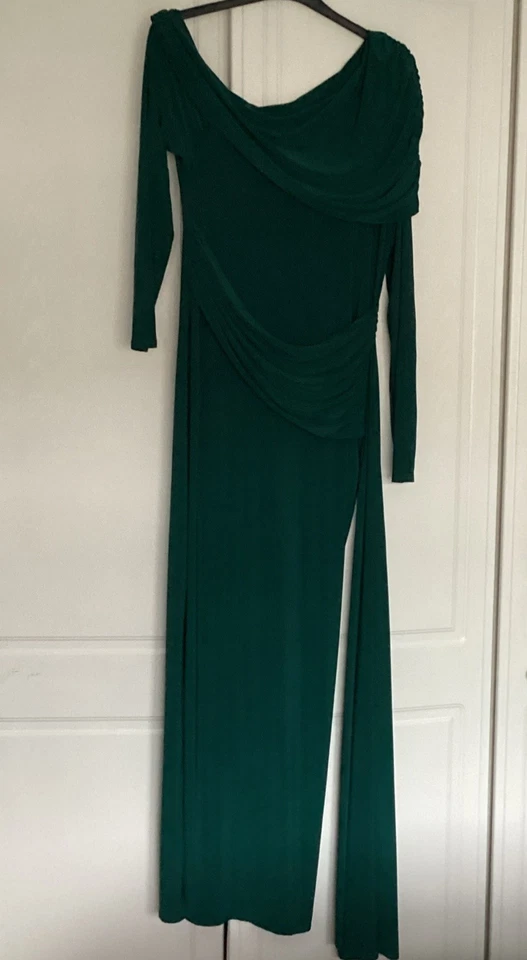 Club L London Valina Green Ruched Asymmetric Dress size 16 worn once - Image 3 of 4