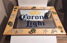 Vintage Corona Light Beer framed mirror sign bar mancave30.5x24.5