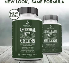 Ancestral Supplements Greens Powder Capsules - 615mg Each - 180 Count