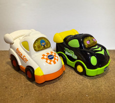 Lot of 2 VTech Go Go Smart Wheels Race Cars Tested Works Black and White