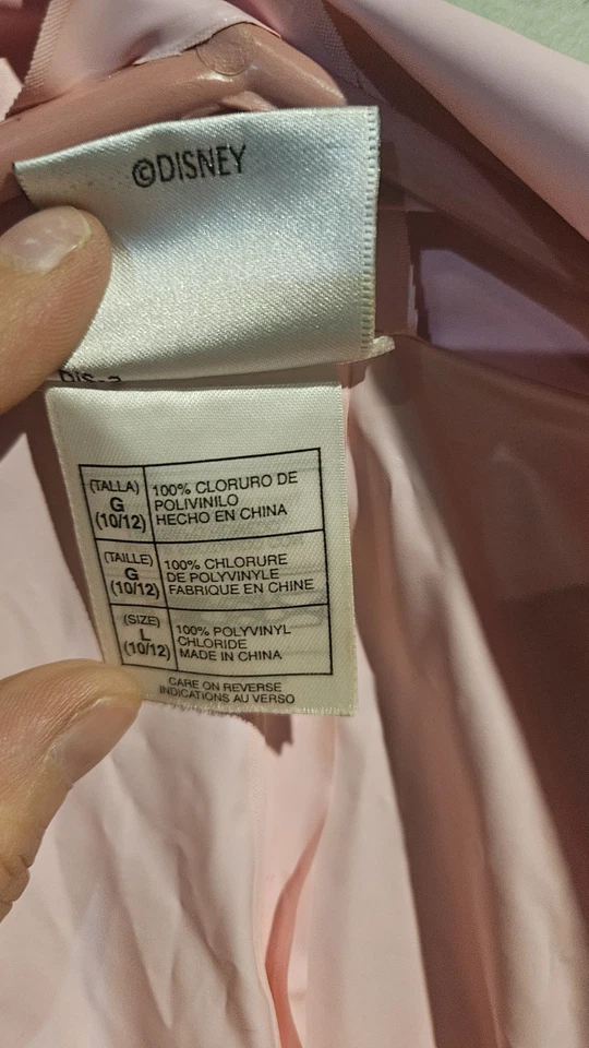 Abrigo de Lluvia Princesa Vintage Años 90 Disney Store Niñas 10/12 Pétalos de Rosa Transparente Broches a presión Foto 4 de 4