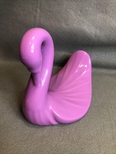 Vintage Pink Swan Ceramic Washcloth Towel Holder 1980's