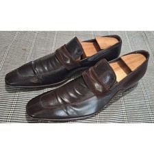 Doucal's men's leather loafers- handmade dark brown loafers 43IT 10US- excellent