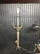 Antique vintage Brass dble Candlestick light lamp Sconce Victory 39in Torch