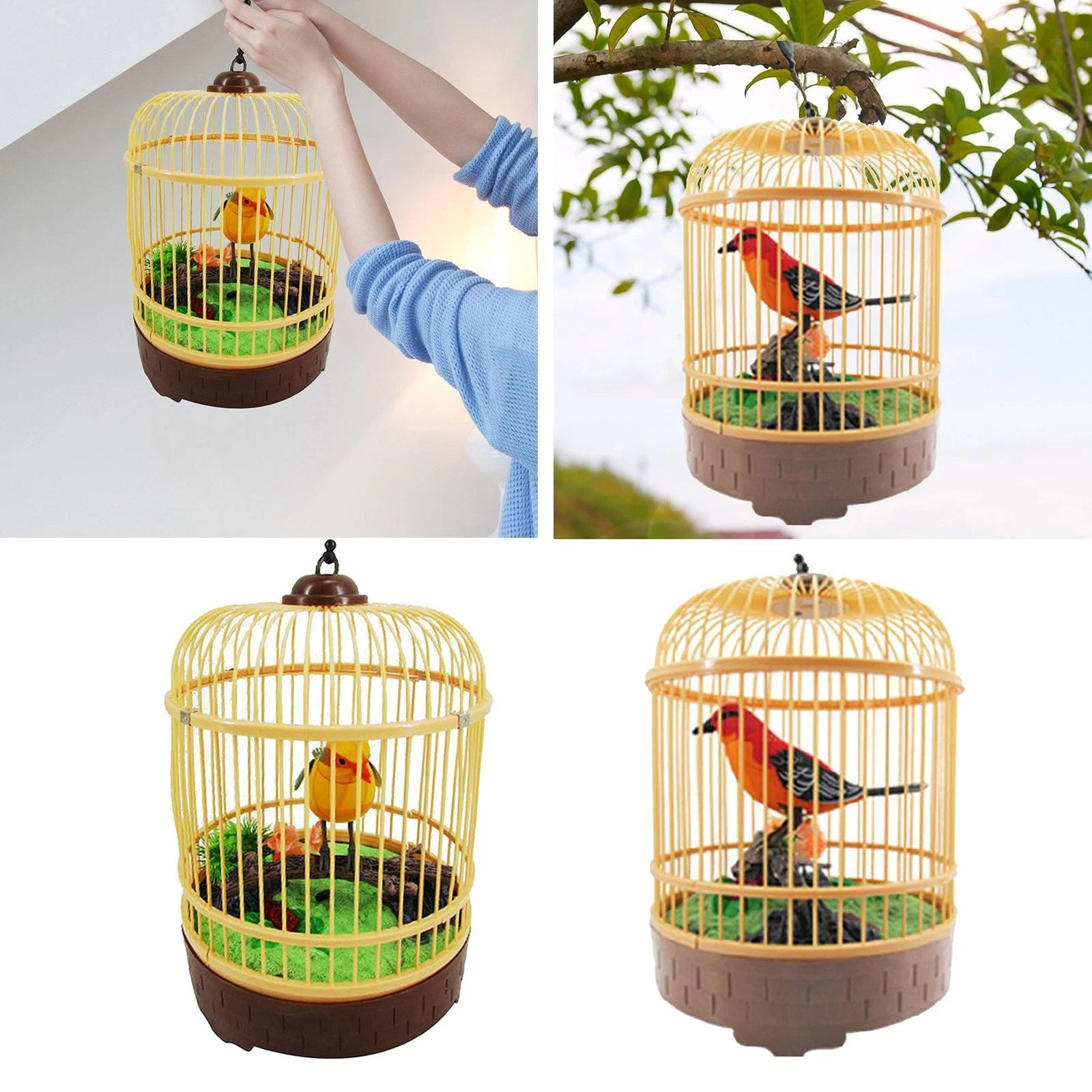 Toy Induction Parakeet Colors Gift Figurine Bird Cage for Easter Home Branch
Opens in a new window o