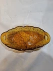 Vintage Indiana Glass Amber Carnival Lily Pons Oval  Relish Dish