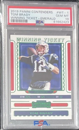 2019 Panini Contenders WINNING TICKET EMERALD TOM BRADY PSA 10 GEM
