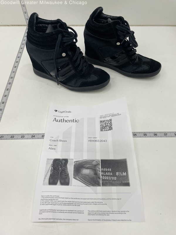 Coach Women Sneakers Alara A0548 Black Canvas Lace-Up 8.5