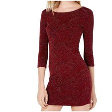 Trixxi Womens Size Medium Burgundy Red Metallic Bodycon Mini Dress
