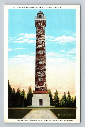 Astoria OR-Oregon, Astoria Pioniersäule Vintage Souvenir Postkarte