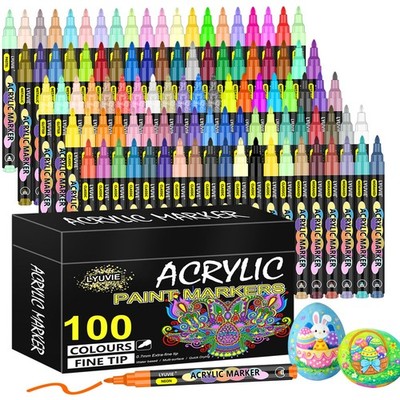 Lyuvie Acrylmalstifte, 100 Farben 1 Stück (100er Pack), mehrfarbig 