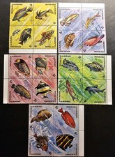 TIMBRE BURUNDI FAUNE POISSONS ANIMAUX CORAUX N°615/634 NEUF ** LUXE MNH 1974