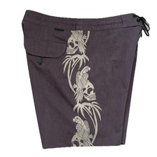 Vissla PARRODISE Board Shorts Mens 32 NWT Skull Parrot Gray 17.5" Stretch Surf