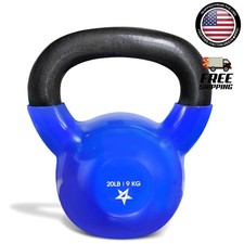 20 LB Vinyl Coated Cast Iron Kettlebell - Durable Strength Training Essential