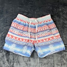 Chubbies Swim Trunks Aztec Pineapple Print Drawstring Shorts Small red blue