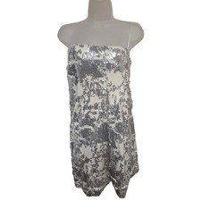 Vintage 90s JS Boutique Petite Sequin Strapless Mini Dress Glam Party Occasion