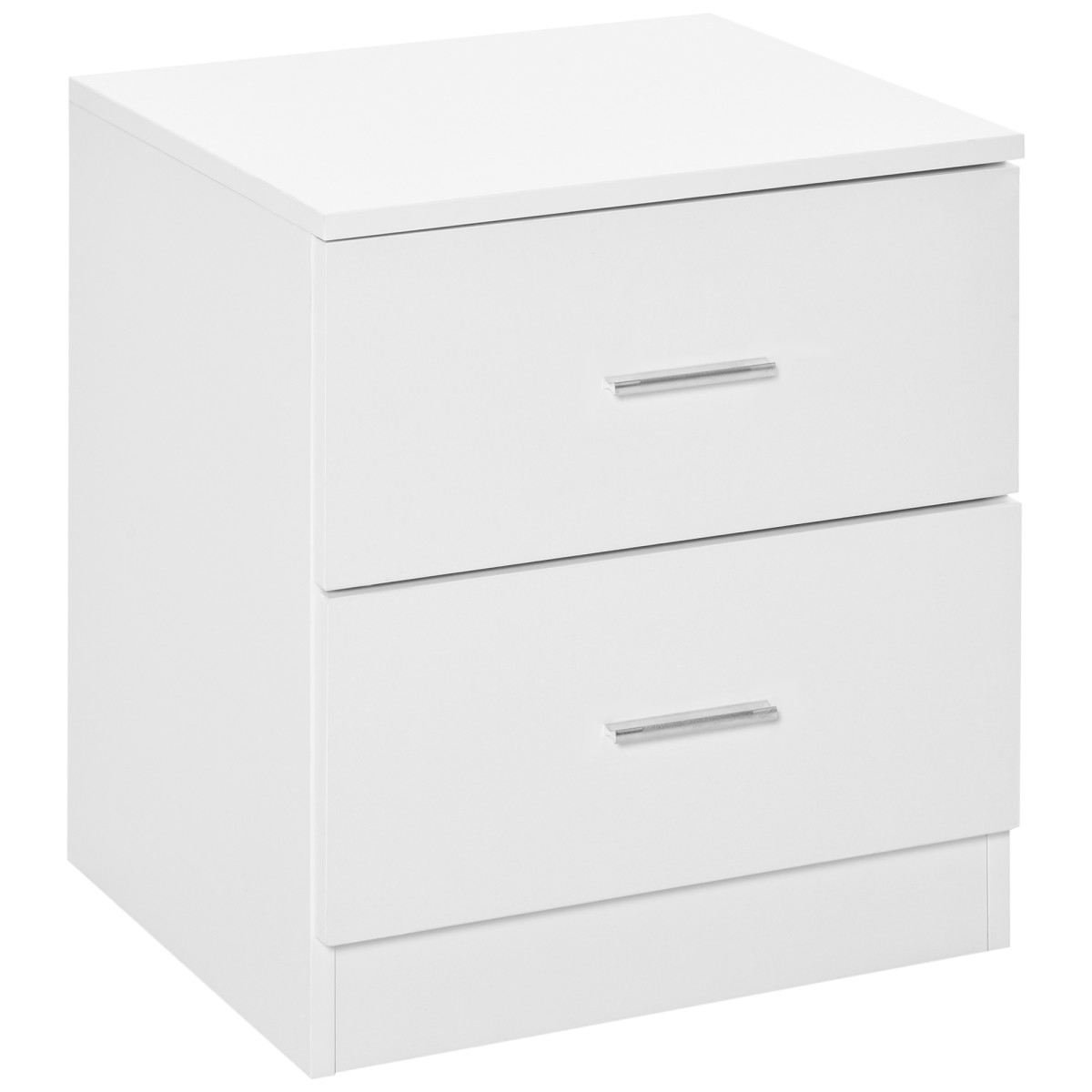 HOMCOM Bedside Table with 2 Drawers Nightstand Cabinet Drawers Storage in White - Image 2