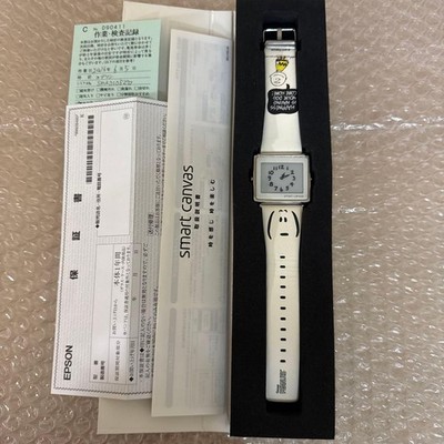 EPSON Smart Canvas Snoopy Peanuts Wristwatch Battery Replaced Used