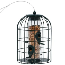 Costway Squirrel-proof Caged Tube Bird Feeder Outdoor Metal Seed Guard Deterrent