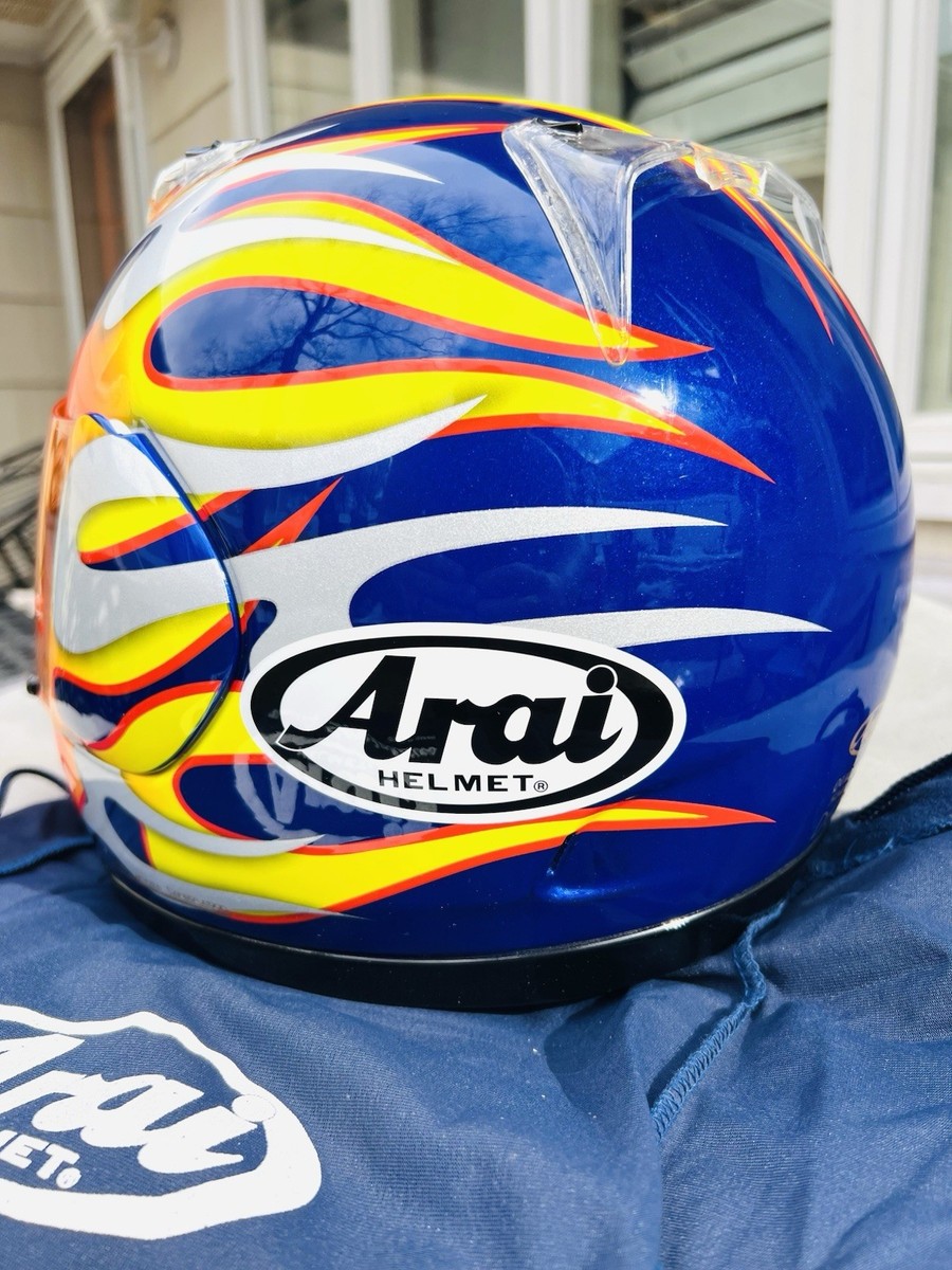 Vintage Arai Quantum/f Full Face Motorcycle Helmet/Flames/Orange