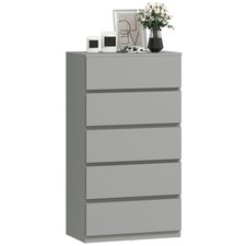 HOMCOM Bedroom Chest of Drawers, 5 Drawers Dresser, Drawer Unit, Grey