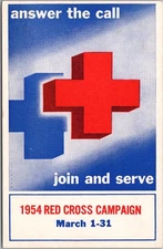 1954 RED CROSS CAMPAIGN Poster Art Postcard "United Air Lines" Washington DC