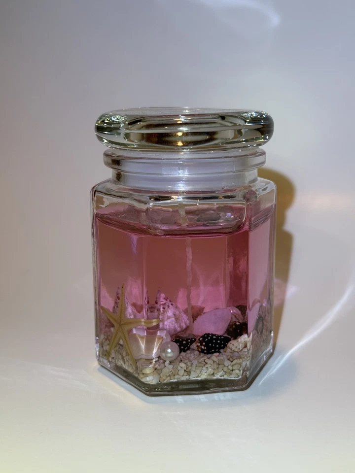 Ocean-Themed Gel Candle In Glass Jar - Scented & Handcrafted Gift (Pink) - Image 3 of 3