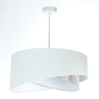 Pendelleuchte HäNgelampe Rund D: 50 Cm Weiß Creme E27 Verstellbar Stoff Schirm