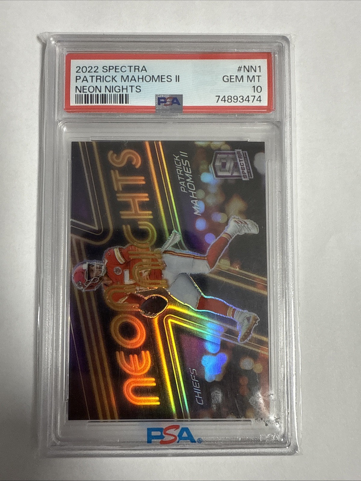 2022 Spectra Neon Nights Patrick Mahomes SSP Case Hit PSA 10 POP 3 only🔥Chiefs