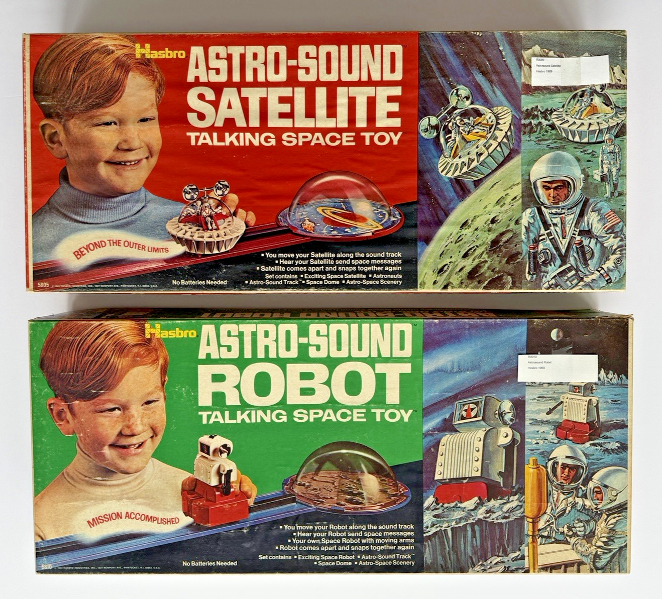 1969 Hasbro Astro Sound Robot &Amp; Satellite Apollo Era Space Toys Vtg