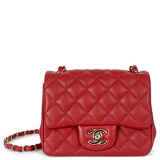 72711 auth CHANEL red quilted leather 20S CLASSIC MINI SQUARE Shoulder Bag