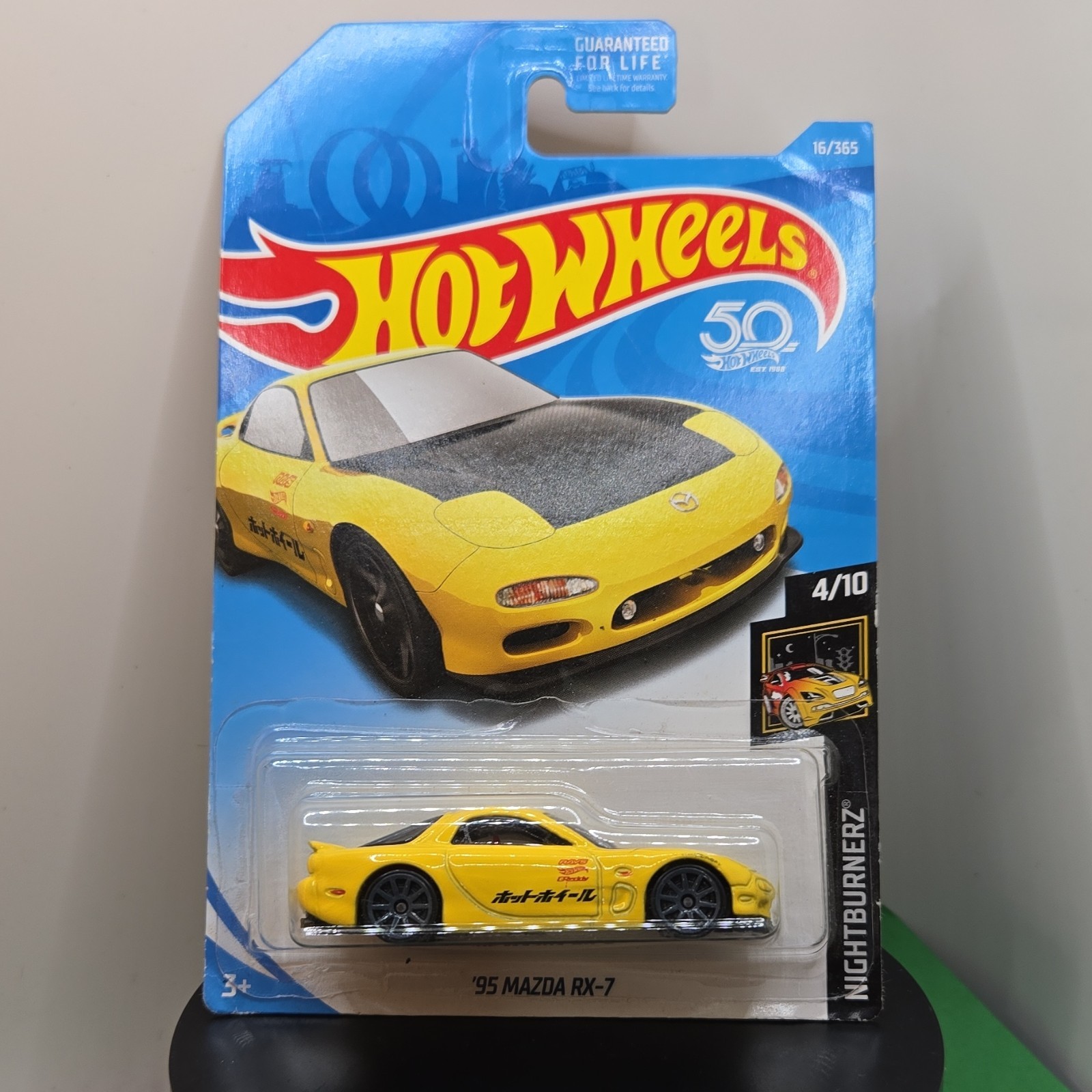 Hot Wheels 1:64 '95 Mazda RX-7 Nightburnerz Yellow Diecast Car Model 2017