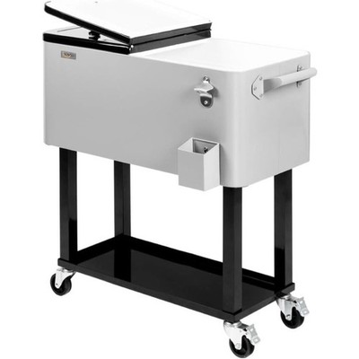 VINGLI 80 Quart Rolling Ice Chest, Portable Patio Party Bar Drink Cooler Cart A