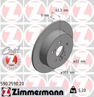 2X Zimmermann Bremsscheibe Coat Z 590.2590.20 FüR Toyota RAV 2 ZCA25_ ZCA26_ 4WD