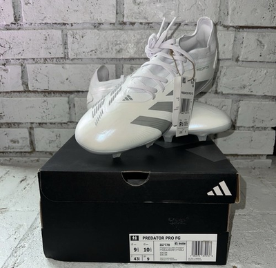 #ad Adidas Men PREDATOR Pro FG Cleats White Silver Soccer IG7778 Sz 9.5 NIB $41.99