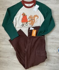 Gymboree Boys 8 Striped Sweater & Corduroy Cargo Pants Adj. Waist Cotton NWT