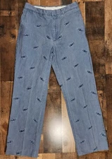 Murrays Toggery Shop Chino Pant Men 32x31 Blue Fish All Over Sunwashed Nantucket