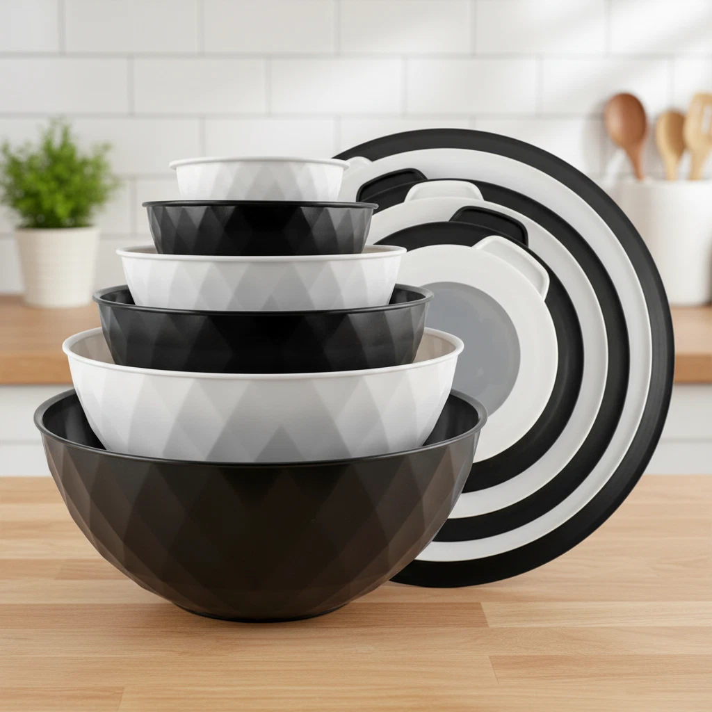 Mixing Bowls with Lids 12 Piece Plastic Nesting Bowls Set 6 Prep Bowls 6 Lids